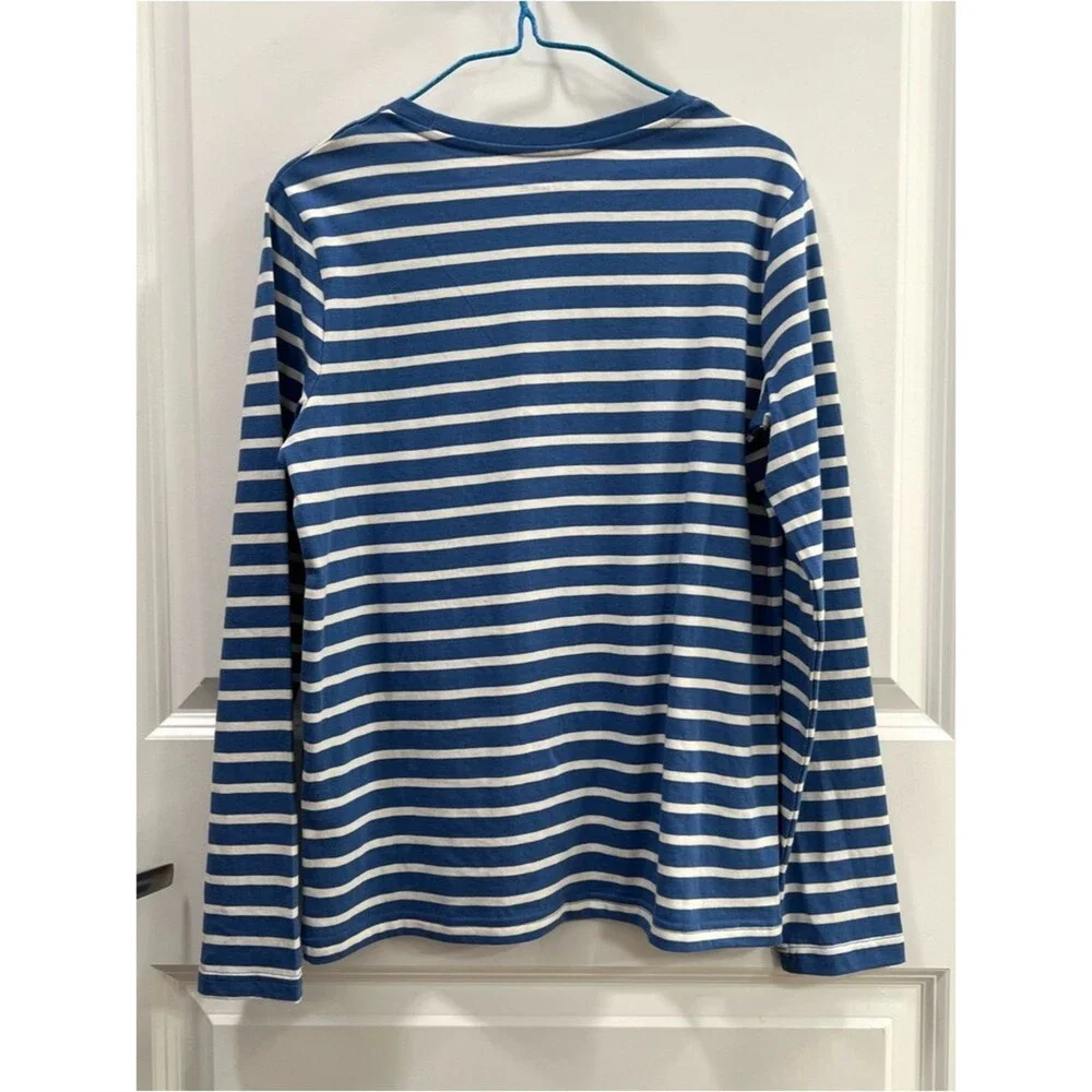 Mini Boden Novelty Bag T-Shirt Delft Ivory Stripe Long-Sleeve Top Size 11-12 yrs